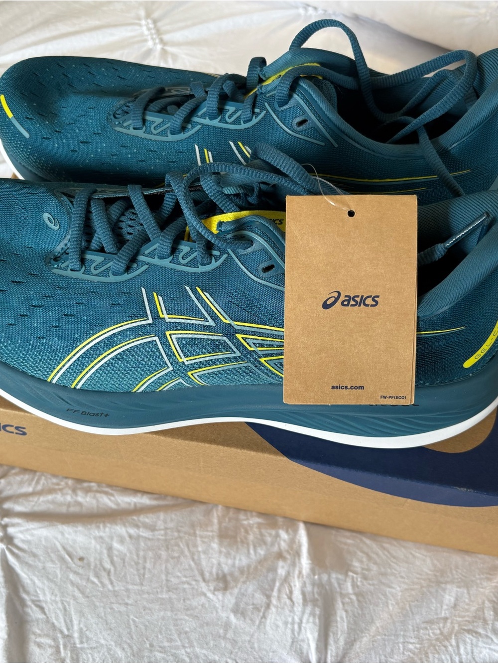 ASICS Men’s Teal Athletic Running Shoes with Yellow Accents